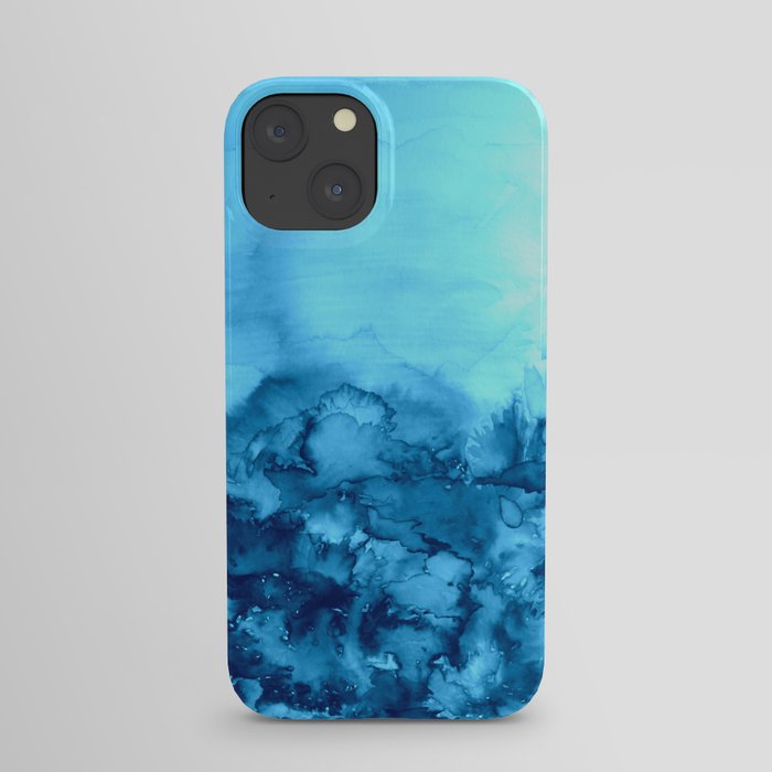 INTO ETERNITY, TURQUOISE Colorful Aqua Blue Watercolor Painting Abstract Art Floral Landscape Nature iPhone Case