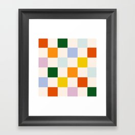 Retro Rainbow Checkerboard  Framed Art Print