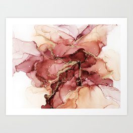 Tiger Lily Abstract Flowy Ink Painting Art Print