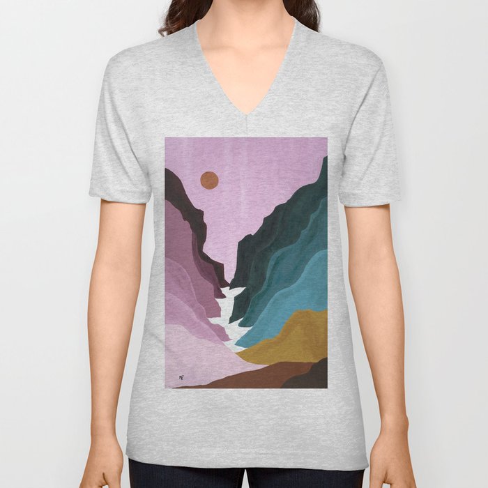 Cascading Mountains V Neck T Shirt