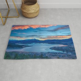 Lakeside Sunset // Mile High Rocky Mountain Orange and Blue Sky Rug | College Dorm Room, Natural And Earthy, Landscape In Winter, Q0 Autumn Rustic, Vintage Wild Alaska, The Photos Pictures, Orange Blue Pink, Sunset Sun Set, Abstract Color Photo, Skies Lake Boats 
