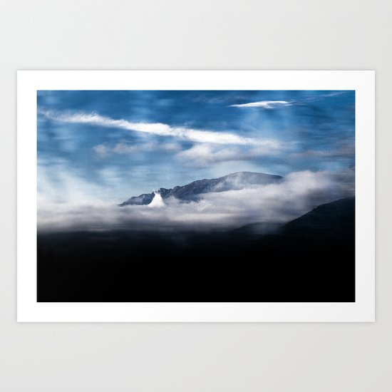 Mountains and fog. Landscape Art Print