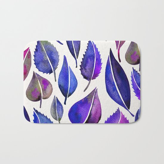 Indigo Leaves Bath Mat