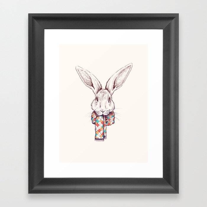 Bunny and scarf Framed Art Print