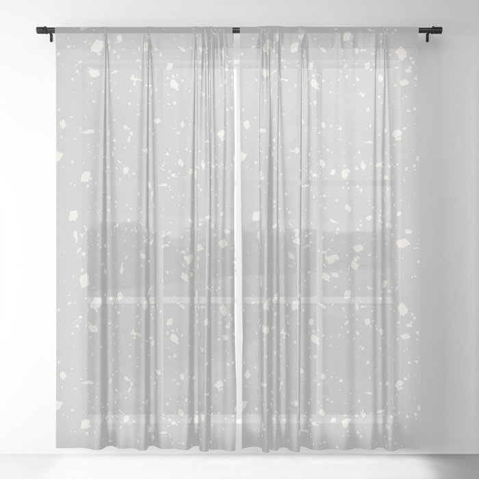 Light Grey Terrazzo Seamless Pattern Sheer Curtain
