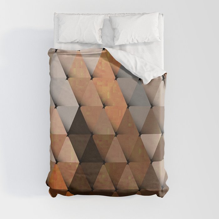 Triangles Brown Gray Duvet Cover