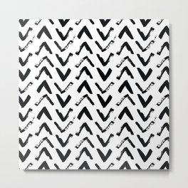 Black & White Mud Cloth Inspired Arrows Metal Print | Black, Pattern, Drawing, African, Ink, Geometric, Painted, Painting, Mudcloth, Bold 