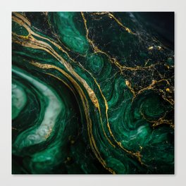 agate green and gold marble Canvas Print