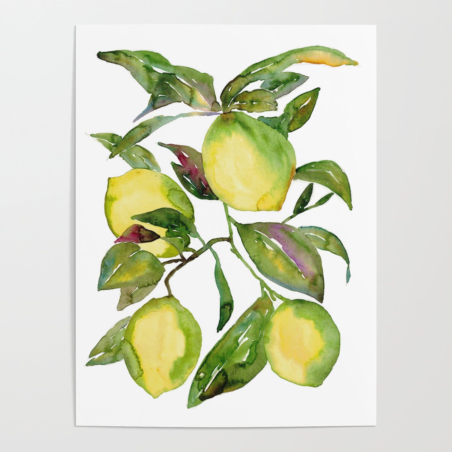 Lemon kitchen Decor, Painting, Kitchen Wall Art, Watercolor ...