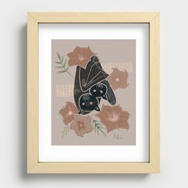 Mama and Baby Black Bats Recessed Framed Print