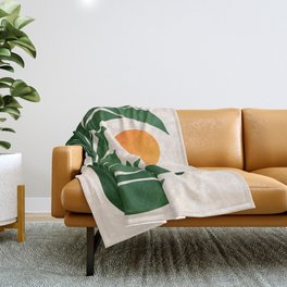 Tropical Forest Sunset / Mid Century Abstract Shapes Throw Blanket