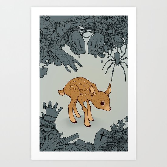 Deer in the Headlights Art Print