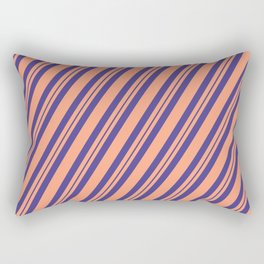 [ Thumbnail: Light Salmon and Dark Slate Blue Colored Lines/Stripes Pattern Rectangular Pillow ]