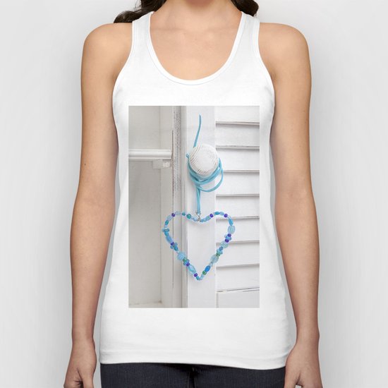 Blue Heart of beads Unisex Tank Top