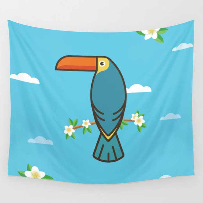 Toucan tropical colorful bird Wall Tapestry