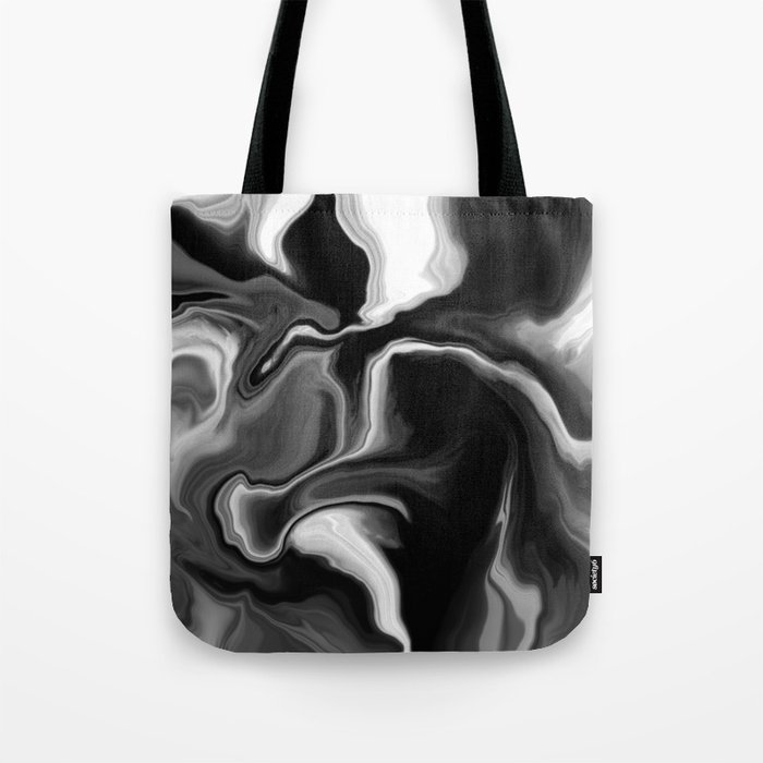 Black and White Liquid Swirl Tote Bag