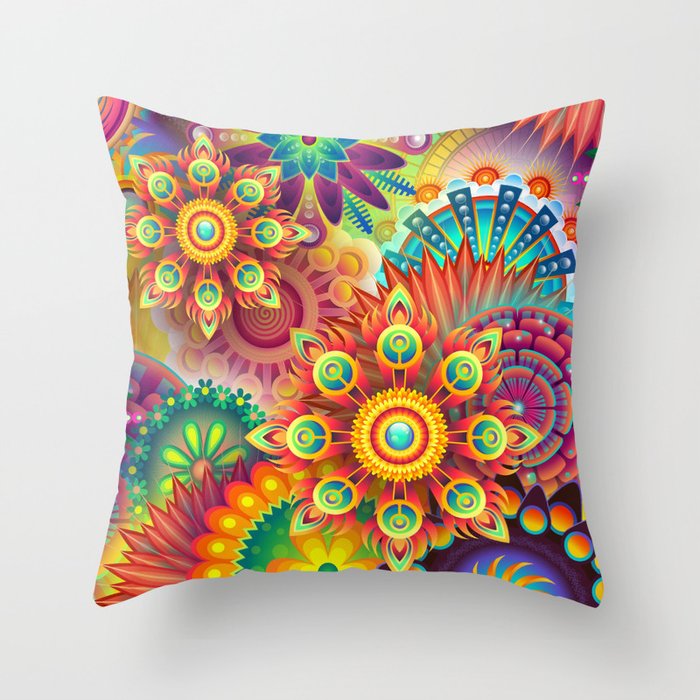 colorful flower art Throw Pillows for couch