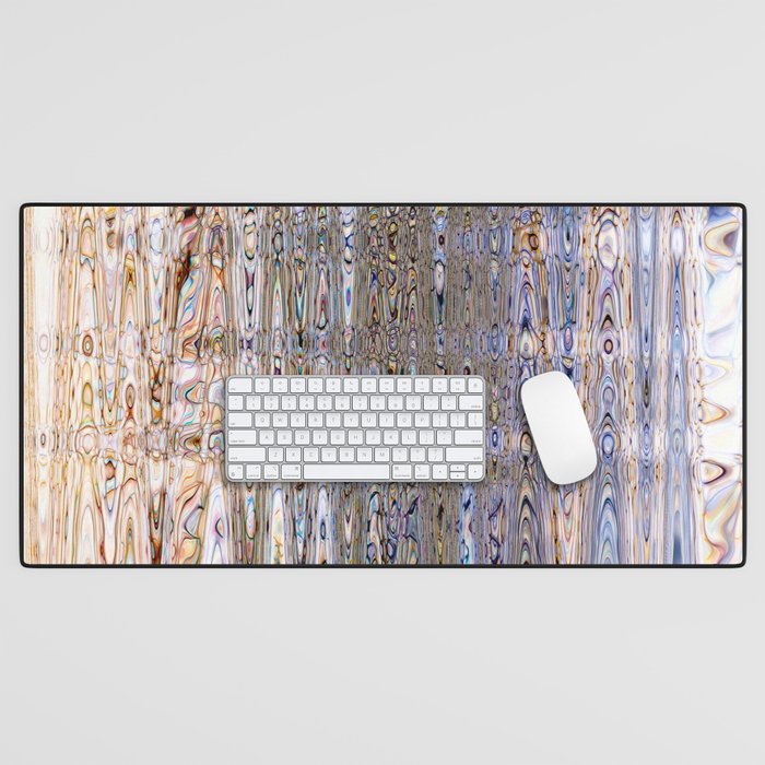 Light Zigzag Abstract In White And Blue Desk Mat