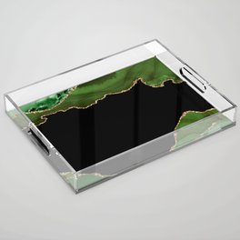 Green & Gold Agate Texture 18 Acrylic Tray