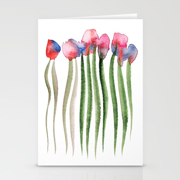 Bright watercolor flowers Stationery Cards