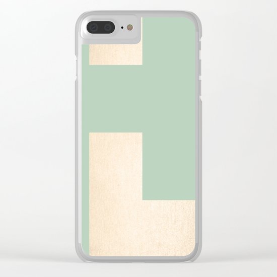 Simply Geometric White Gold Sands on Pastel Cactus Green Clear iPhone Case