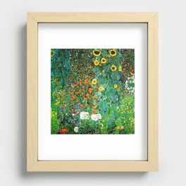 Gustav Klimt - Farm Garden with Sunflowers Recessed Framed Print