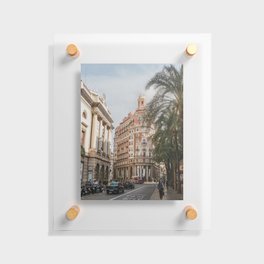 Street Scene of Pink Building in Valencia, Spain Floating Acrylic Print