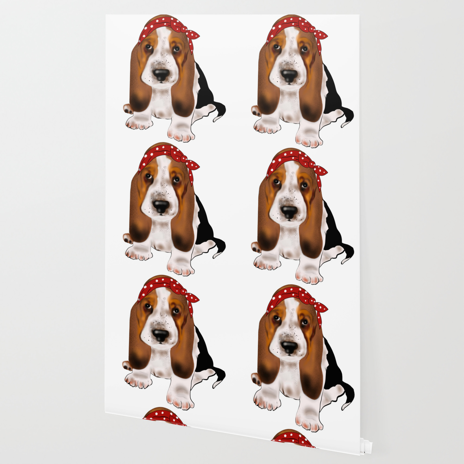 Retro Style Cute Basset Hound Baby Dog With Bow Headband Dog