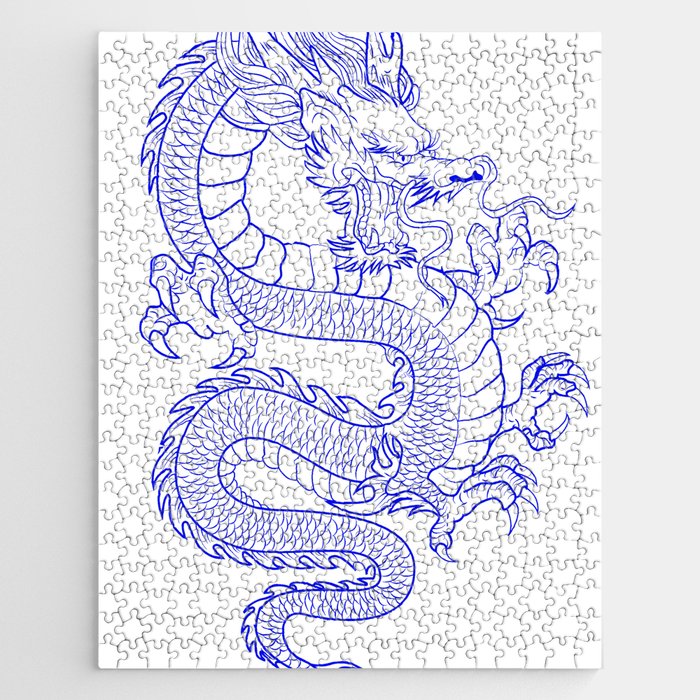 Blue Chinese dragon Jigsaw Puzzle