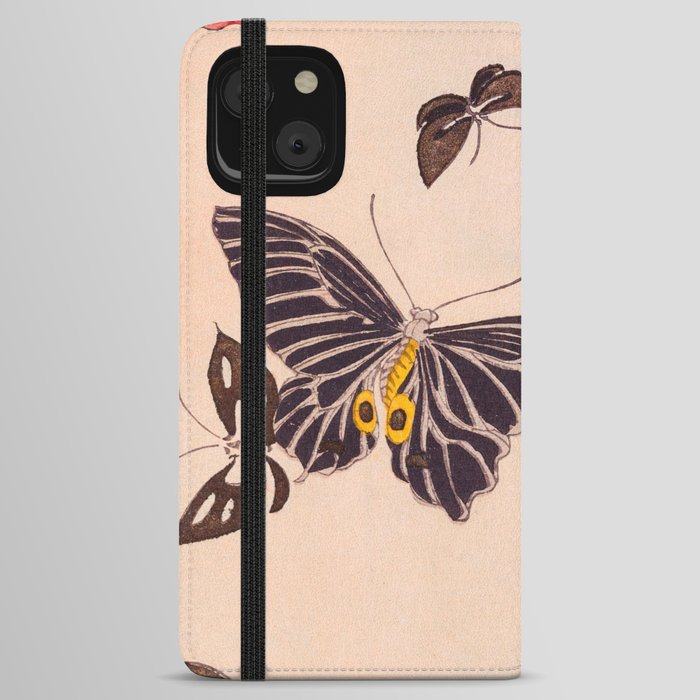 Butterfly Print Vintage Japanese Retro Pattern iPhone Wallet Case