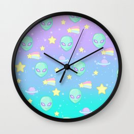 Fairy Kei Kawaii Aliens Wall Clock | Spacy, Fairykei, Digital, Space, Alien, Galaxy, Kawaii, Shootingstar, 420, Aliens 