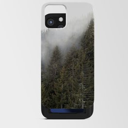 Pine tree tops treeline | Alps mountainside foggy background iPhone Card Case