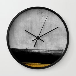 Black and Gold grunge stripes on modern grey concrete abstract backround I - Stripe - Striped Wall Clock