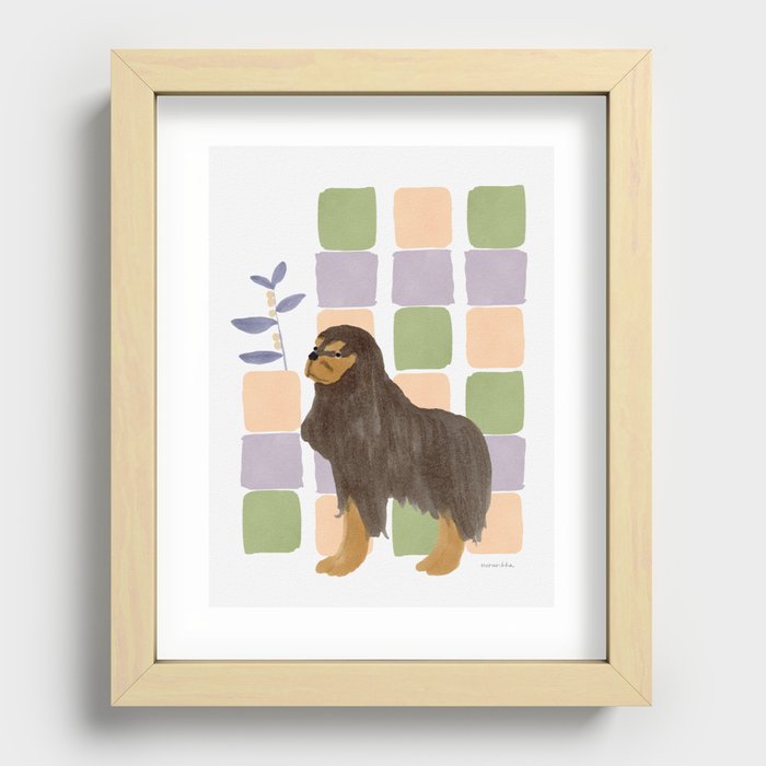 Dog and Colorful Blocks - Purple and Pink and Green Recessed Framed Print