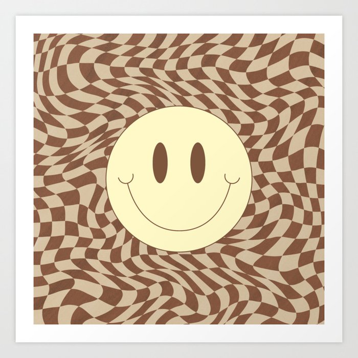Smiley brown wavy checker Art Print