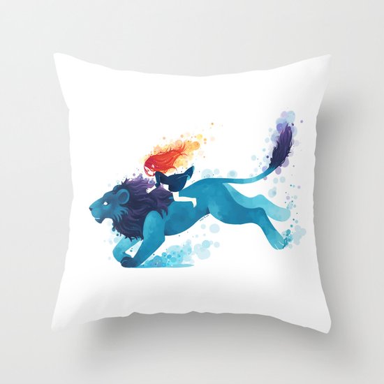 Lion Rider Throw Pillow