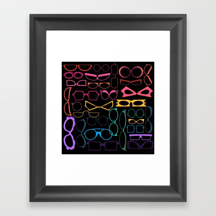 Who Framed What Rainbow Grid - Black Framed Art Print