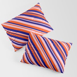 [ Thumbnail: Blue, Pink, and Red Colored Lines/Stripes Pattern Pillow Sham ]