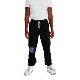 Black Cats in Abstract Colored Circle with Lines Sweatpants