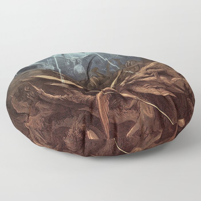 Paradise Lost: Fall of the rebel angels Gustave Dore Floor Pillow