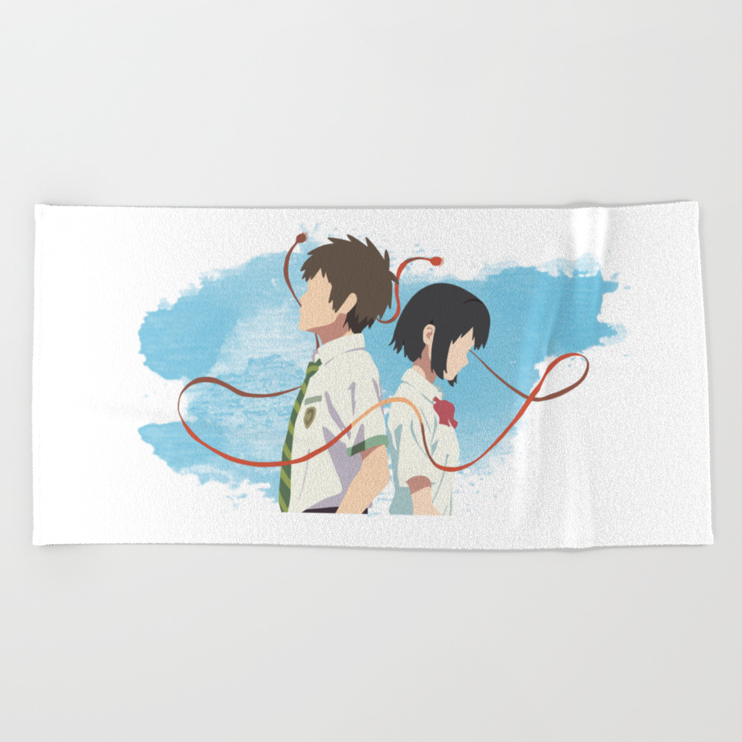 Your Name Minimalist Taki And Mitsuha Beach Towel By Danmcg