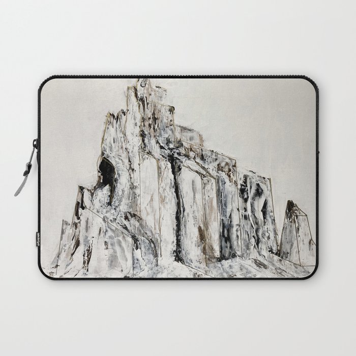 Abstract Landscape Painting Shiprock Black White Geometric Laptop