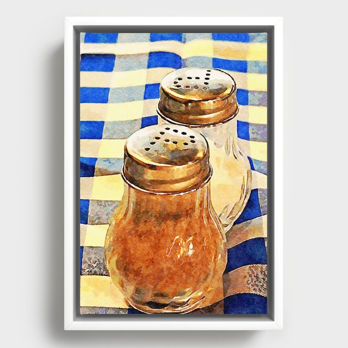 Salt and Pepper at Breakfast in a Country that Doesn't Speak English Framed Canvas
