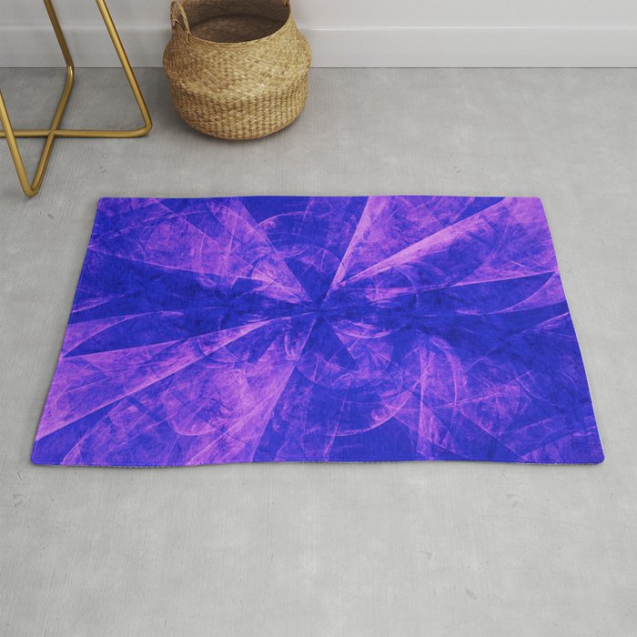 Super Blue and Violet Abstract Splash Burst Artwork Rug