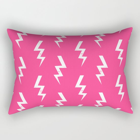 Bolts lightening bolt pattern pink and white minimal cute patterned gifts Rectangular Pillow