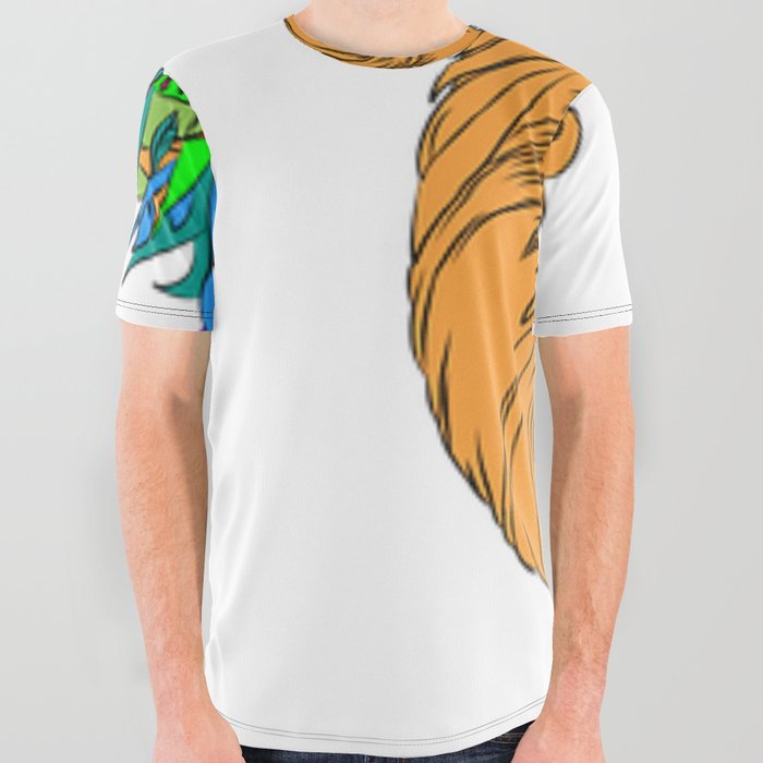 Lion Attack Art Design Illustration Classic All Over Graphic Tee