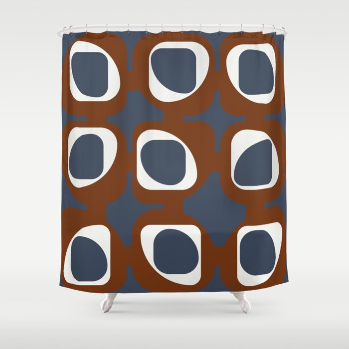 Blue Grey Rust Nine Times Three Shower Curtain By Blerta