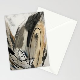 Drift [5]: a neutral abstract mixed media piece in black, white, gray, brown Stationery Card