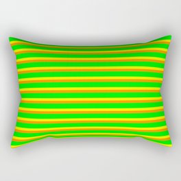 [ Thumbnail: Yellow, Dark Orange, and Lime Colored Lined/Striped Pattern Rectangular Pillow ]