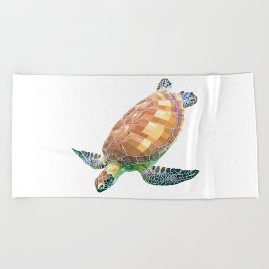 The Green Sea Turtle (Colored) Beach Towel